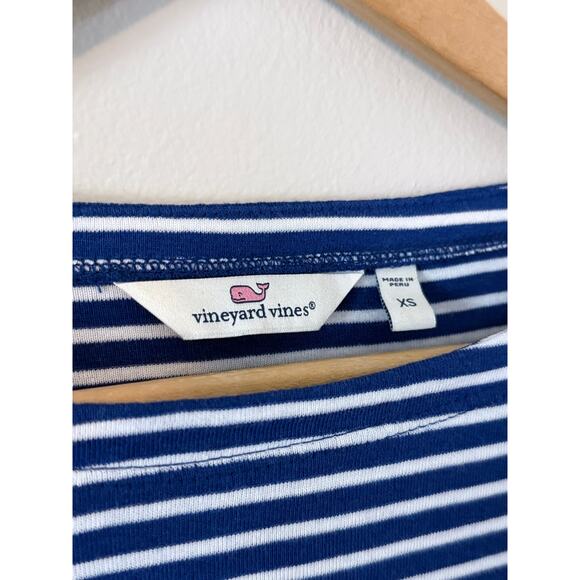 VINEYARD VINES blue navy white striped nautical boatneck 3/4 sleeve top shirt - Picture 6 of 9